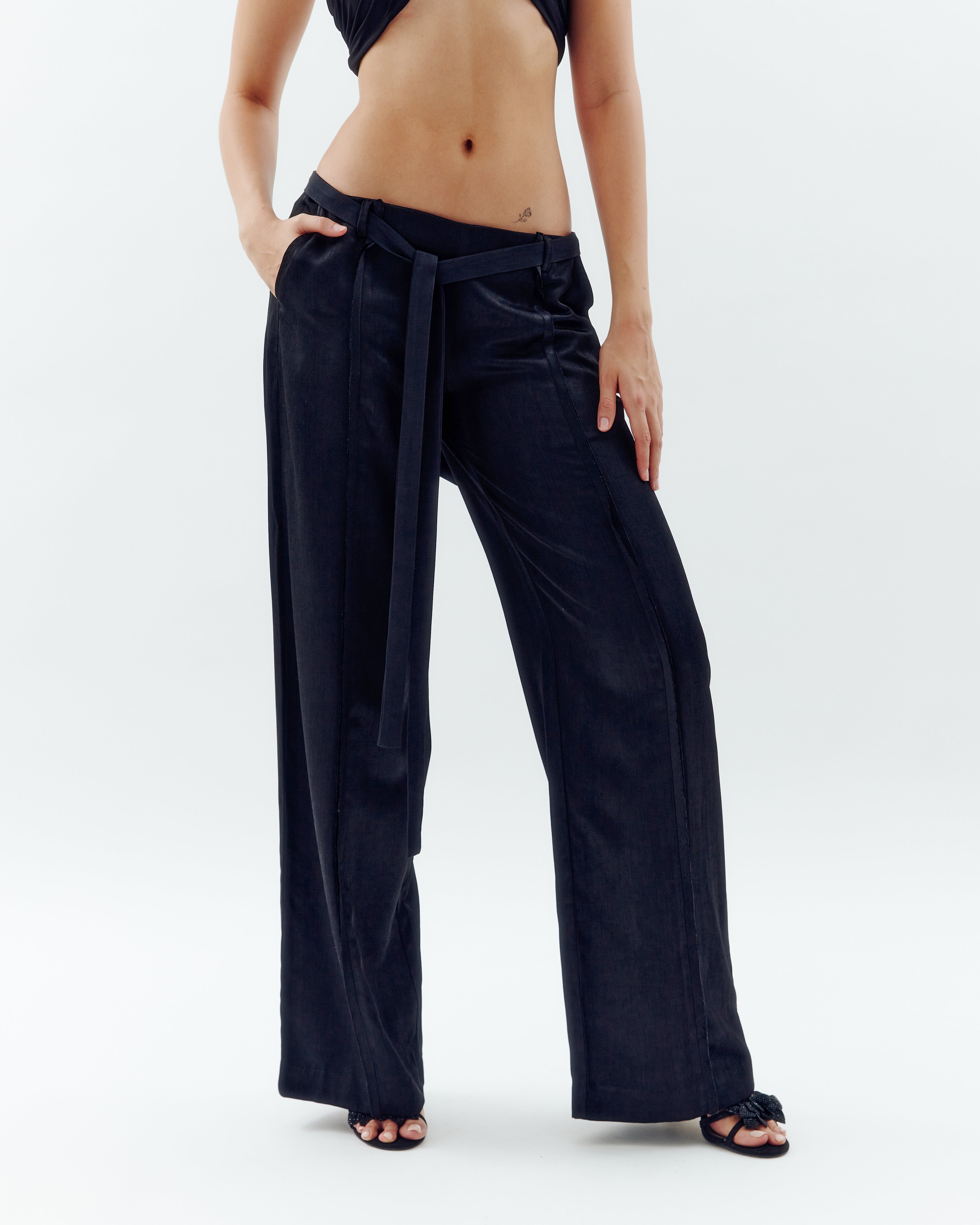 Gray Tencel & Linen Trousers by LOW CLASSIC on Sale